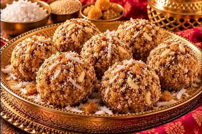 Coconut, Til & Jaggery Laddu